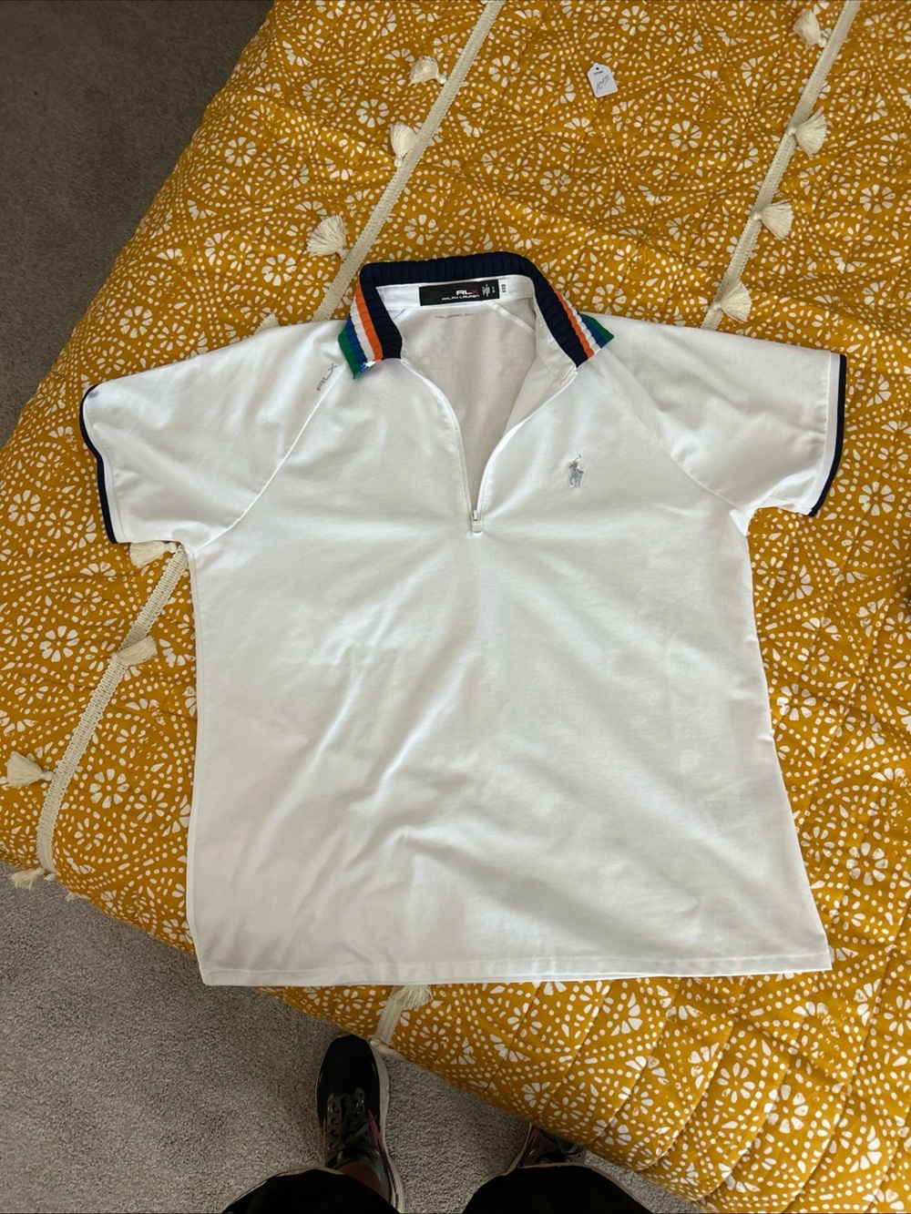Ralph Lauren White Short-Sleeve Polo with Navy Trim - Picture 3 of 10